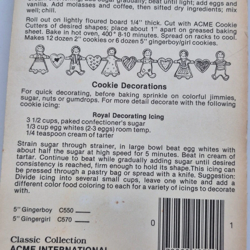 Gingerbread Cookie Cutter Acme International Handcrafted in USA Vintage Classic